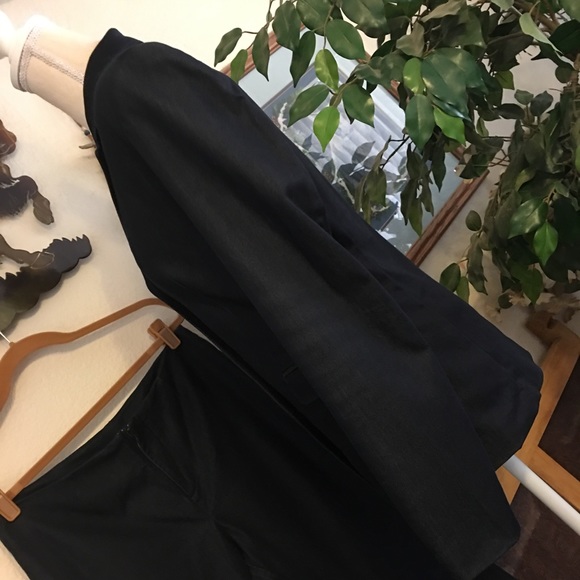 Hillard and Hanson dark blue denim look pant suit - Picture 2 of 8